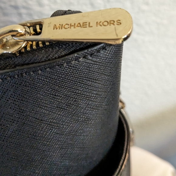 SALE!!! Michael Kors Jet Set Saffiano Black Leather Signature Lg Satchel Handbag - Picture 10 of 16